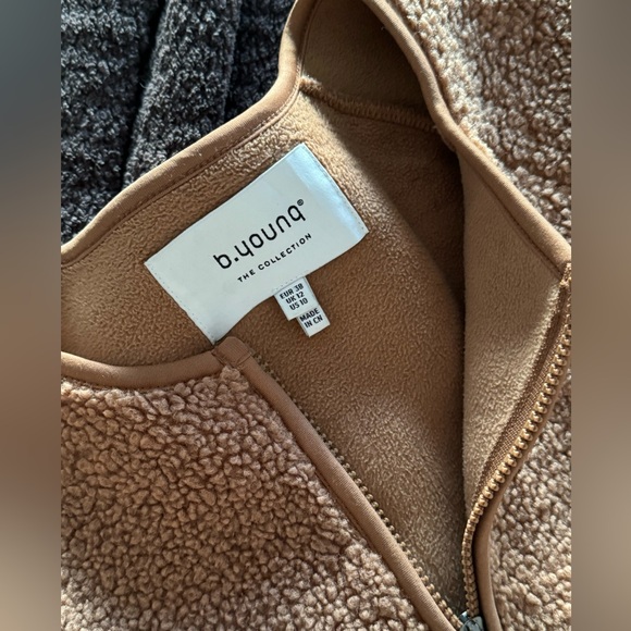 B.young brown boucle zip up sweater - Picture 4 of 5
